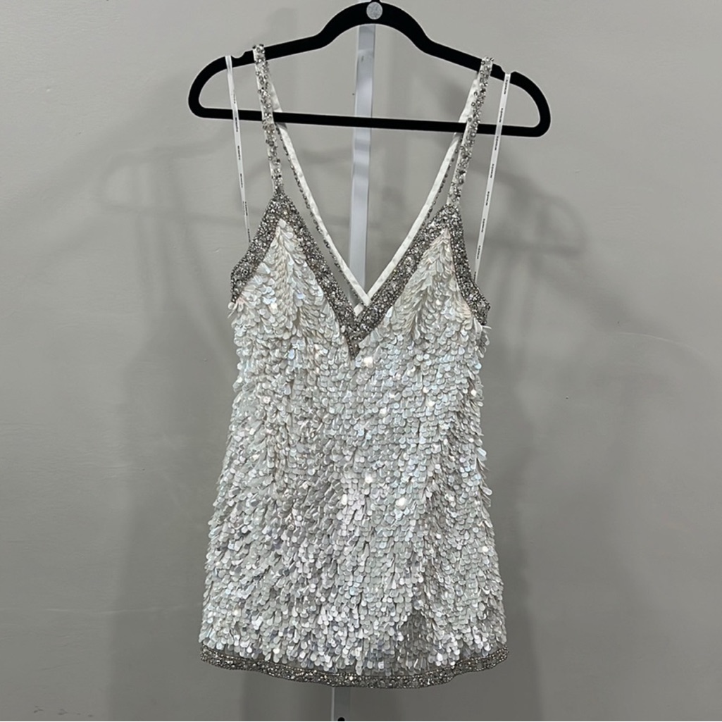 Retrofete Iridescent Sequin Mini Dress In White — image 3 of 8